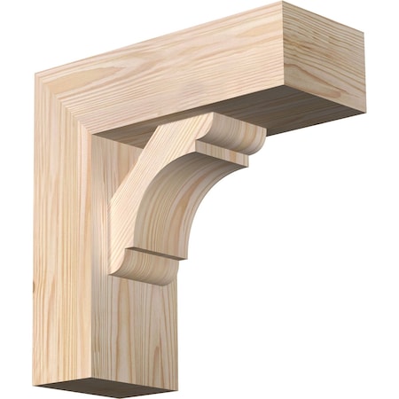 Ekena Millwork Olympic Block Smooth Bracket w/ Offset Brace, Douglas Fir, 5 1/2"W x 14"D x 14"H BKT0604X14X14OLY05SDF